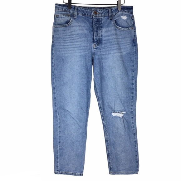 WILD FABLE Jeans Super High Rise Ankle Crop Distressed Light Wash Denim Size 10 - Picture 1 of 10